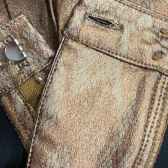 LUCY PARIS LEGGINGS Metallic Bronze Faux Snakeskin SIZE SMALL Pull-on Pants - Picture 2 of 9